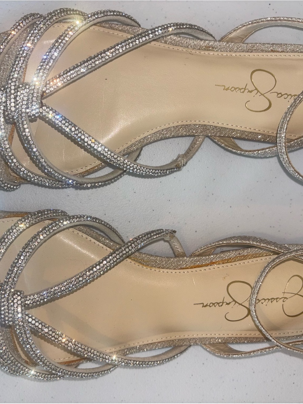 Jessica Simpson Silver Crystal Strappy Heels